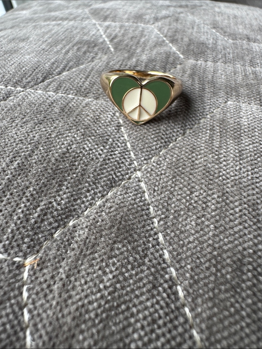 Heart & Peace Sign Signet Style Ring